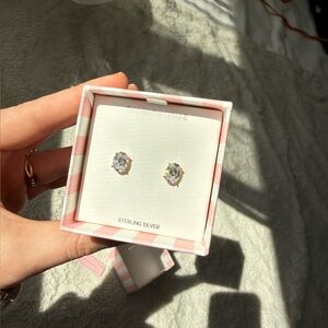 Diamonique Sterling Silver Clear Cubic Zirconia Stud Earrings